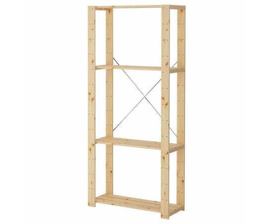 Стеллаж Хей с полками из реек (не окрашенный) 120х78х30, изображение 2 | Интернет магазин мебели и декора LifeDekor