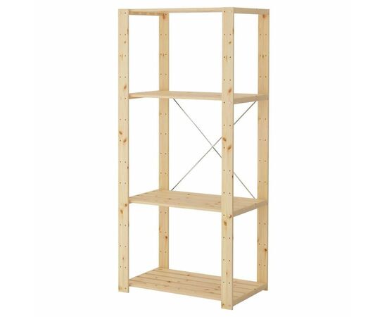 Стеллаж Хей с полками из реек (не окрашенный) 120х78х50, изображение 2 | Интернет магазин мебели и декора LifeDekor