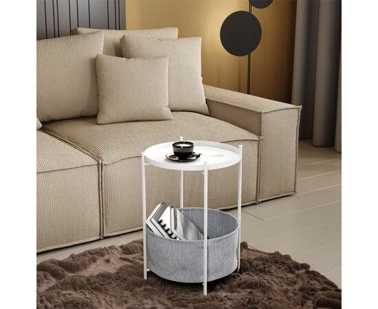 Стол журнальный "Берген" (рогожка 82/39, белый муар), изображение 5 | Интернет магазин мебели и декора LifeDekor