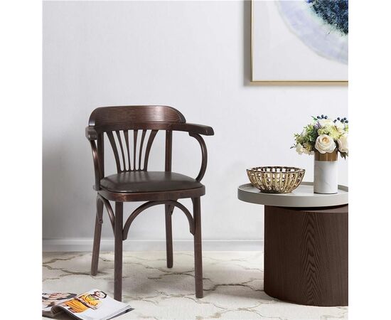 Стул Михаэль венский мягкий (темный тон, экокожа коричневая) | Интернет магазин мебели и декора LifeDekor