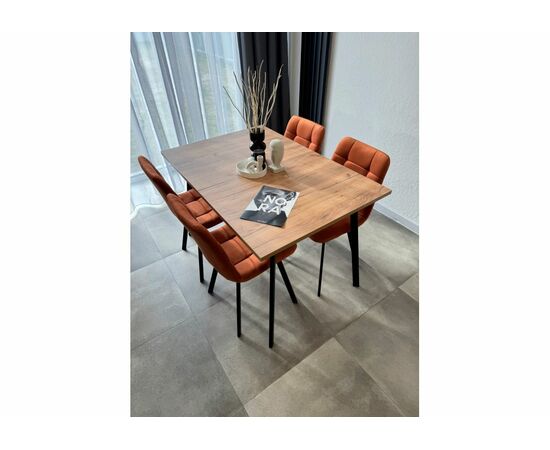 Стол деревянный Кортни 120 (160) x 80 дуб крафт золотой / черный матовый, изображение 2 | Интернет магазин мебели и декора LifeDekor