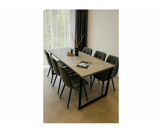 Стол деревянный Лиман 120 (160) x 80 бетон светлый / черный матовый, изображение 4 | Интернет магазин мебели и декора LifeDekor