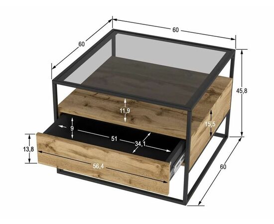 Стол журнальный "Эйден" (Дуб вотан), изображение 3 | Интернет магазин мебели и декора LifeDekor