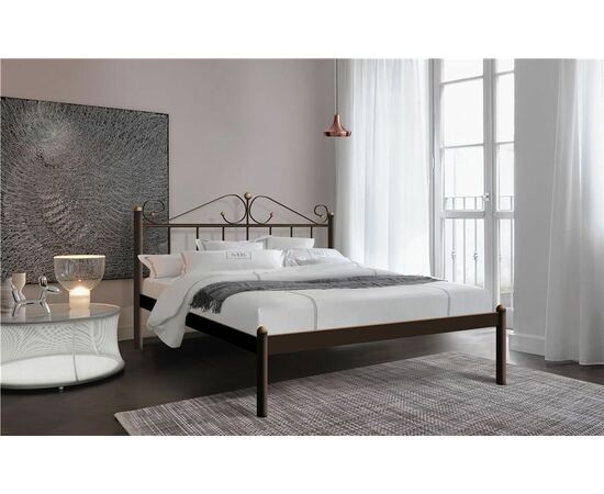 Кровать двуспальная "Розана" (180х200/металлическое основание/Коричневый бархат) | Интернет магазин мебели и декора LifeDekor