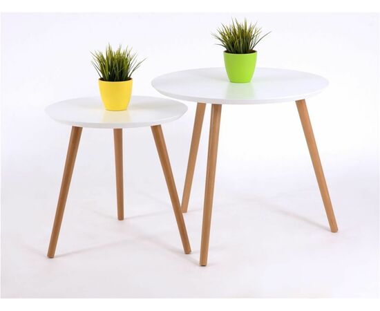 Стол журнальный "Омега 2" (Белый / Натуральный / без шпона), изображение 6 | Интернет магазин мебели и декора LifeDekor