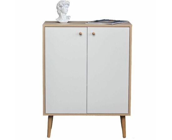 Комод Komo-3 (700х330х930 мм, ЛДСП Белый/Сонома 16мм, ножки береза) | Интернет магазин мебели и декора LifeDekor