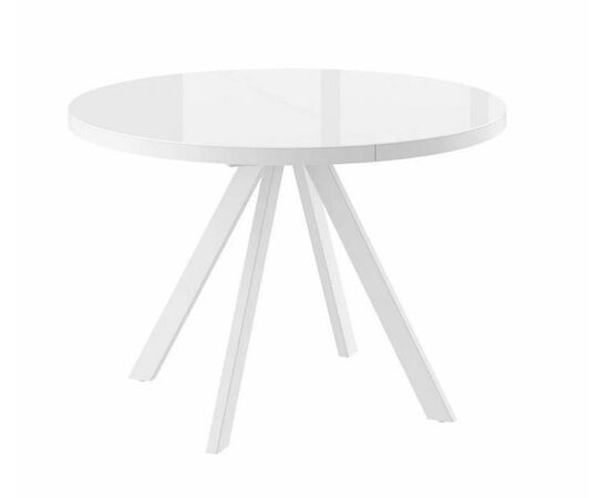 Стол круглый раздвижной со стеклом "RONDO-110"  (Белый оптивайт/Белый) 110(145), | Интернет магазин мебели и декора LifeDekor
