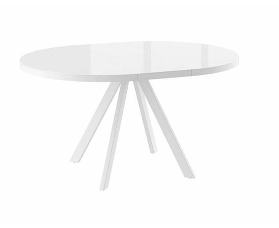 Стол круглый раздвижной со стеклом "RONDO-110"  (Белый оптивайт/Белый) 110(145),, изображение 2 | Интернет магазин мебели и декора LifeDekor