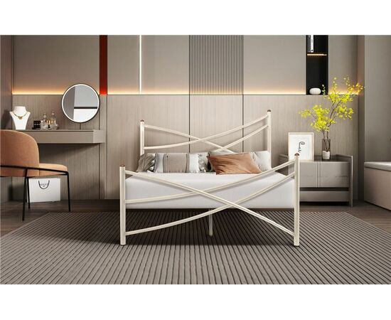 Кровать Лиана (120х200/металлическое основание) Бежевый, изображение 2 | Интернет магазин мебели и декора LifeDekor