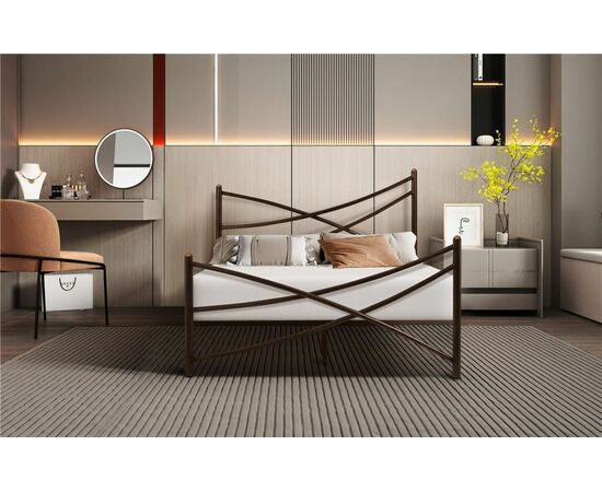 Кровать Лиана (120х200/металлическое основание) Коричневый бархат, изображение 2 | Интернет магазин мебели и декора LifeDekor