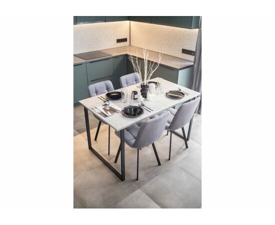 Стол деревянный Лиман 140 х 80 бетон светлый / черный матовый, изображение 2 | Интернет магазин мебели и декора LifeDekor