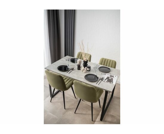 Стол деревянный Лиман 140 х 80 бетон светлый / черный матовый, изображение 9 | Интернет магазин мебели и декора LifeDekor