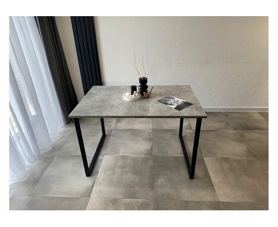 Стол деревянный Лиман 120 (160) x 80 бетон светлый / черный матовый, изображение 2 | Интернет магазин мебели и декора LifeDekor