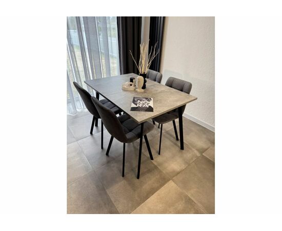 Стол деревянный Кортни 120 (160) x 80 бетон светлый / черный матовый, изображение 3 | Интернет магазин мебели и декора LifeDekor