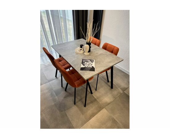 Стол деревянный Кортни 120 (160) x 80 бетон светлый / черный матовый, изображение 4 | Интернет магазин мебели и декора LifeDekor