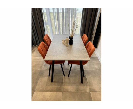 Стол деревянный Кортни 120 (160) x 80 бетон светлый / черный матовый, изображение 11 | Интернет магазин мебели и декора LifeDekor