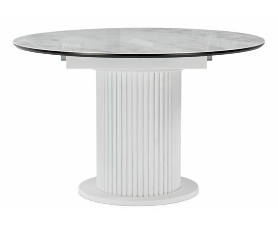 Стол стеклянный Фостер 120(160)х120х76 белый мрамор / белая шагрень / белый, изображение 2 | Интернет магазин мебели и декора LifeDekor