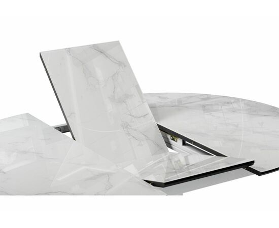 Стол стеклянный Фостер 120(160)х120х76 белый мрамор / белая шагрень / белый, изображение 7 | Интернет магазин мебели и декора LifeDekor