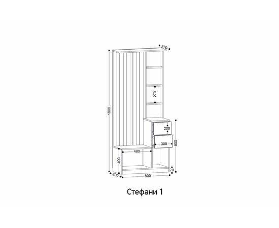 Прихожая Стефани 1, Дуб Крафт Золотой / Софт Белый, изображение 4 | Интернет магазин мебели и декора LifeDekor