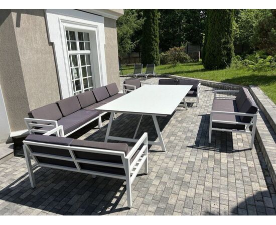 "Рио" стол из HPL 300х120см, цвет столешницы "черный мрамор", угол R3мм | Интернет магазин мебели и декора LifeDekor