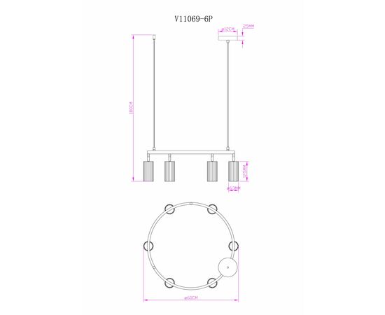Люстра подвесная Moderli V11604-6P Cora, изображение 7 | Интернет магазин мебели и декора LifeDekor