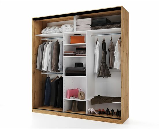 Шкаф-купе SLIM,184*60, Дуб вотан, Серый с зеркалом, изображение 3 | Интернет магазин мебели и декора LifeDekor