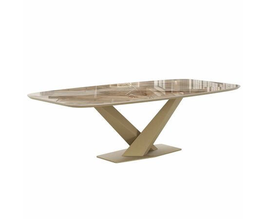 Стол Toros 200 овальный, интегрированная керамика глянцевая, шампань, изображение 2 | Интернет магазин мебели и декора LifeDekor