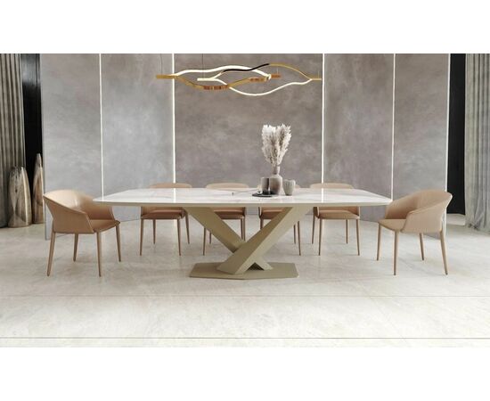 Стол Toros 180 овальный, интегрированная керамика глянцевая, шампань | Интернет магазин мебели и декора LifeDekor