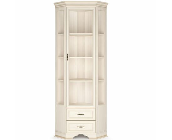 Шкаф-витрина угловой Сиена, бежевая | Интернет магазин мебели и декора LifeDekor