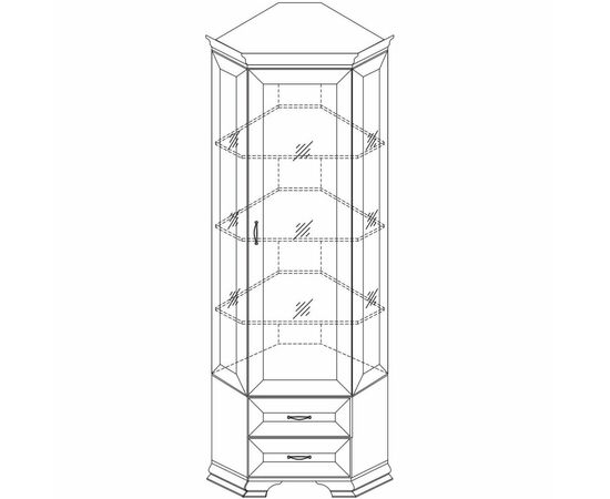 Шкаф-витрина угловой Сиена, бежевая, изображение 4 | Интернет магазин мебели и декора LifeDekor