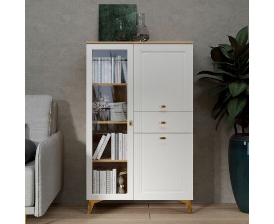 Шкаф-витрина Вега Сапфир низкий, белый глянец, изображение 5 | Интернет магазин мебели и декора LifeDekor