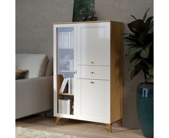 Шкаф-витрина Вега Сапфир низкий, белый глянец, изображение 6 | Интернет магазин мебели и декора LifeDekor