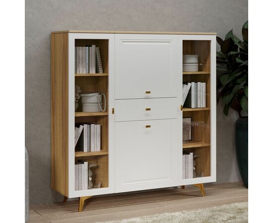 Шкаф-витрина Вега Сапфир 140, белый глянец, изображение 4 | Интернет магазин мебели и декора LifeDekor