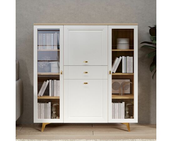 Шкаф-витрина Вега Сапфир 140, белый глянец, изображение 5 | Интернет магазин мебели и декора LifeDekor