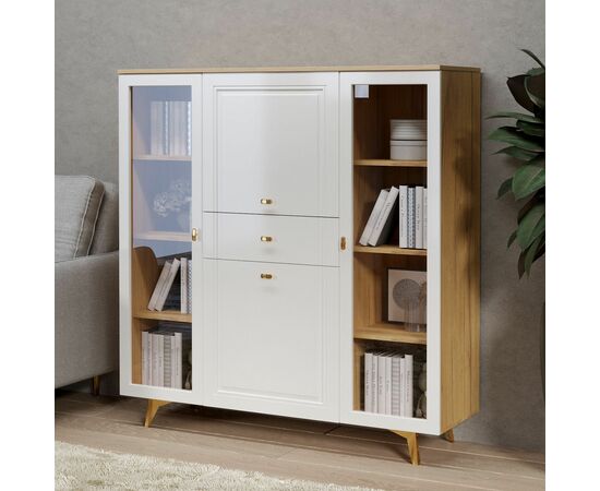 Шкаф-витрина Вега Сапфир 140, белый глянец, изображение 6 | Интернет магазин мебели и декора LifeDekor