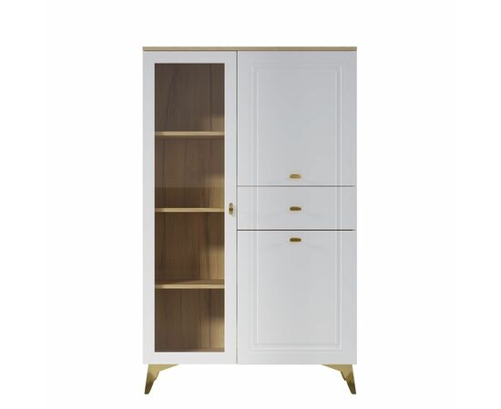 Шкаф-витрина Вега Сапфир низкий, белый глянец, изображение 2 | Интернет магазин мебели и декора LifeDekor