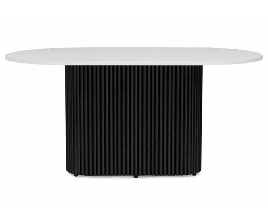 Стол деревянный Барон О 160 х 90 белая пленка шагрень / черные ноги, изображение 2 | Интернет магазин мебели и декора LifeDekor