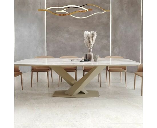 Стол Toros 180 овальный, интегрированная керамика глянцевая, шампань, изображение 3 | Интернет магазин мебели и декора LifeDekor