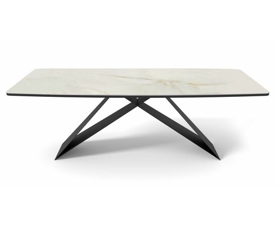 Стол DikLine SKY220 Керамика Ostra Bianco (мрамор глянец белый)/подстолье черное/опоры черные (2 уп.), изображение 2 | Интернет магазин мебели и декора LifeDekor