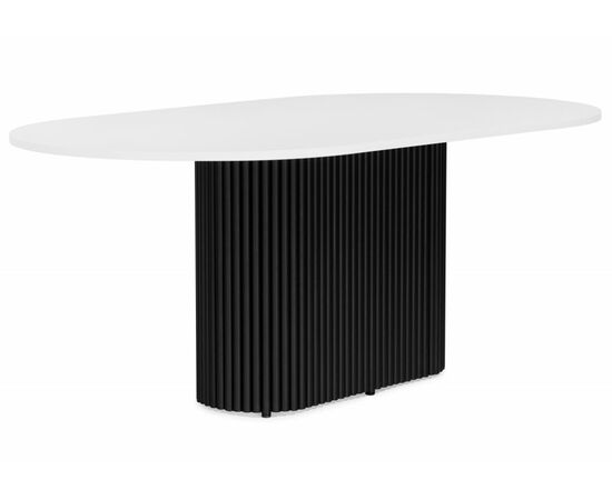 Стол деревянный Барон О 180 х 90 белая пленка шагрень / черные ноги | Интернет магазин мебели и декора LifeDekor