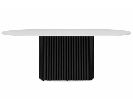 Стол деревянный Барон О 180 х 90 белая пленка шагрень / черные ноги, изображение 3 | Интернет магазин мебели и декора LifeDekor