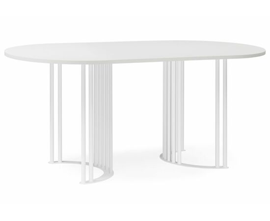 Стол деревянный Хьюго О 160 х 90 белая шагрень пленка / белые ноги | Интернет магазин мебели и декора LifeDekor