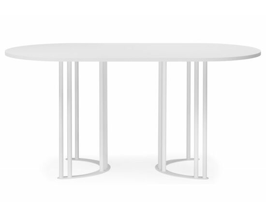 Стол деревянный Хьюго О 160 х 90 белая шагрень пленка / белые ноги, изображение 4 | Интернет магазин мебели и декора LifeDekor