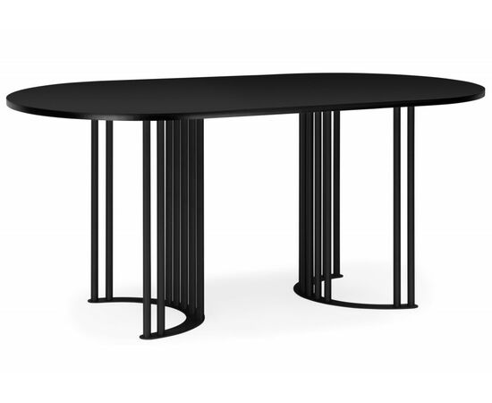 Стол деревянный Хьюго О 160 х 90 черная шагрень пленка / черные ноги | Интернет магазин мебели и декора LifeDekor