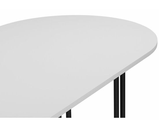 Стол деревянный Хьюго О 180 х 90 белая шагрень пленка / черные ноги, изображение 4 | Интернет магазин мебели и декора LifeDekor