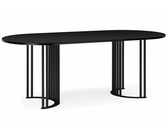 Стол деревянный Хьюго О 180 х 90 черная шагрень пленка / черные ноги | Интернет магазин мебели и декора LifeDekor