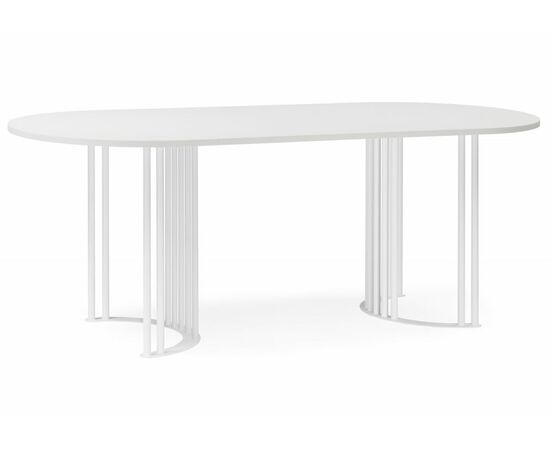 Стол деревянный Хьюго О 200 х 90 белая шагрень пленка / белые ноги | Интернет магазин мебели и декора LifeDekor