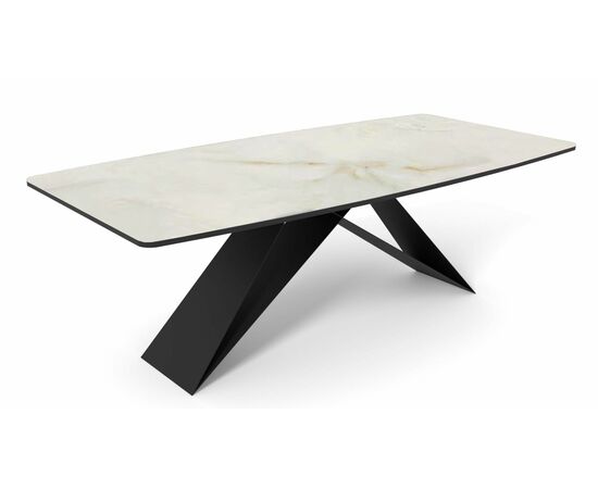 Стол DikLine SKY220 Керамика Ostra Bianco (мрамор глянец белый)/подстолье черное/опоры черные (2 уп.) | Интернет магазин мебели и декора LifeDekor