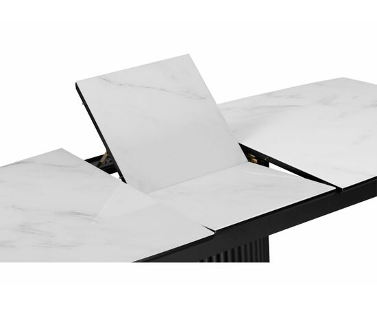 Стол стеклянный Фестер 140(180)х80 кристл статуарио / черный, изображение 5 | Интернет магазин мебели и декора LifeDekor