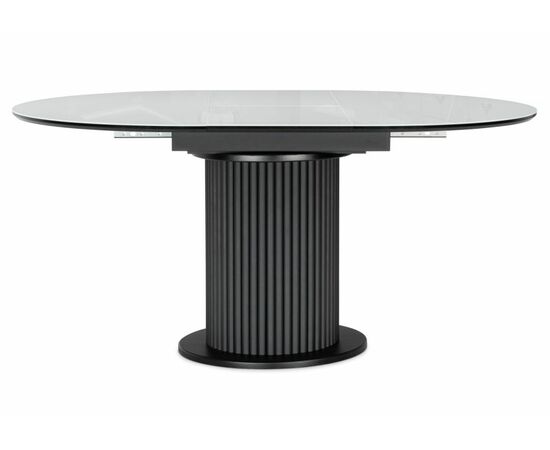 Стол стеклянный Фостер 120(160) белый / пленка черная / черный, изображение 2 | Интернет магазин мебели и декора LifeDekor